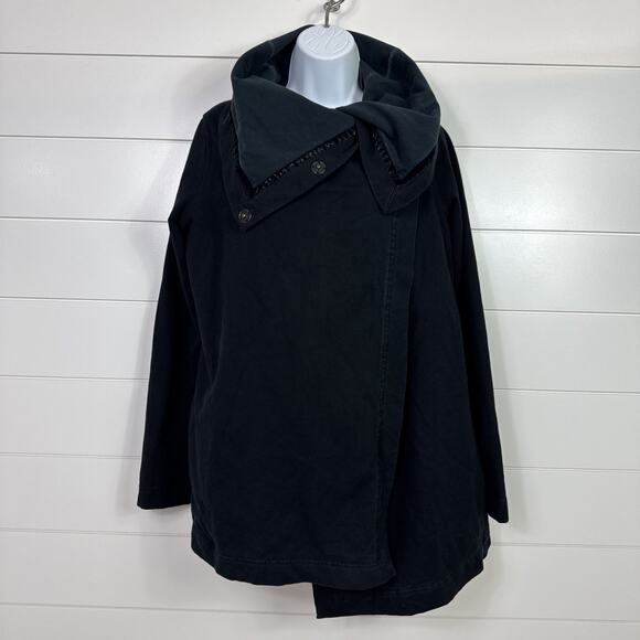Lululemon Savasana Wrap Jacket Long Sleeved Snap Button Closure Black sz 8 - Picture 1 of 9